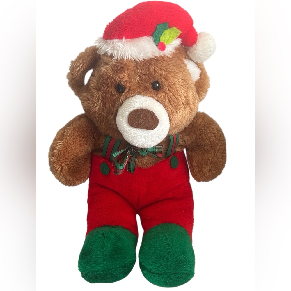 1989 CHRISTMAS TEDDY BEAR VINTAGE HOLIDAY PLUSH STUFFED ANIMAL